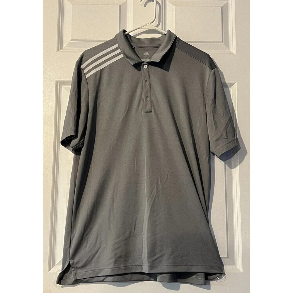 Adidas Climacool Performance Colorblock Sport Shirt Gray/White Men's Large